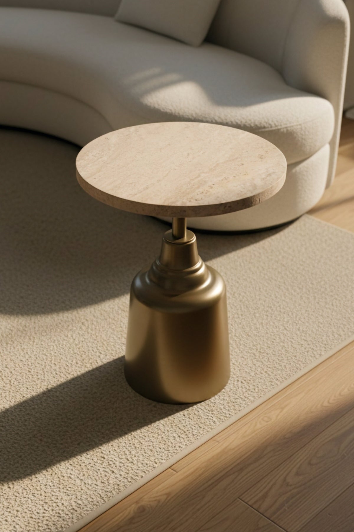 Nina Cappuccino 52cm Yan Sehpa 18mm Traverten Mdf