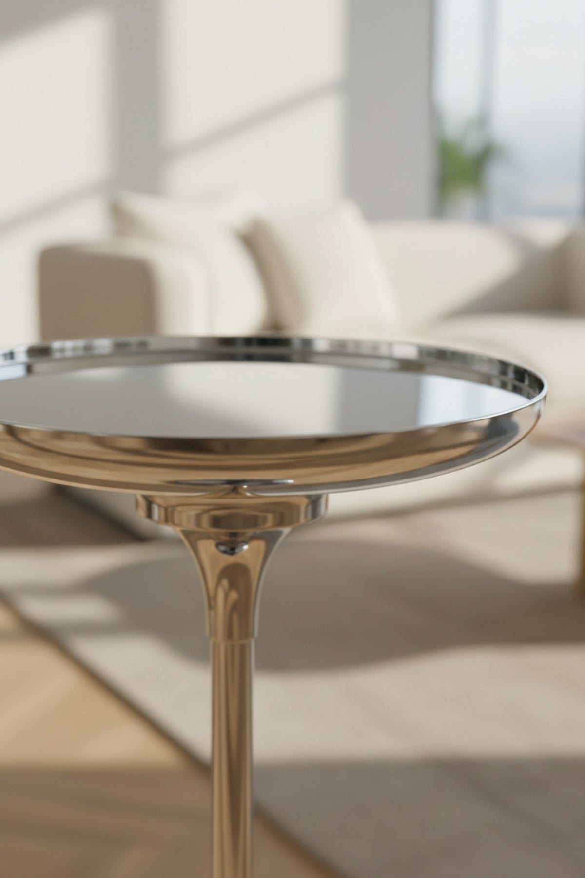 Luxury Krom Kaplama, Aynalı Tekli Dekoratif Sehpa Oturma Odası, Yatak Odası