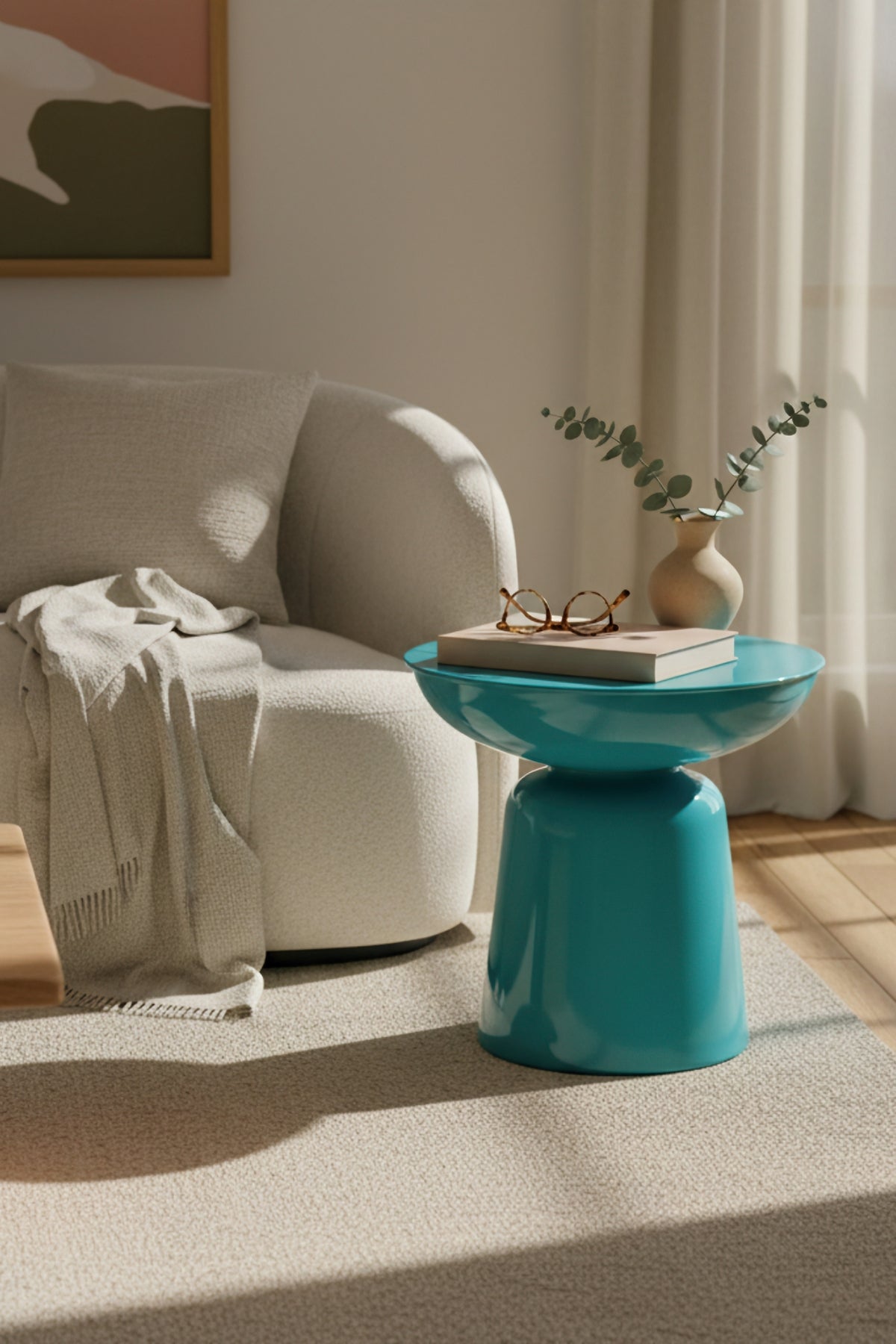 Tondo 44 cm Modern Yan Sehpa Dekoratif Orta Sehpa Oturma Odası
