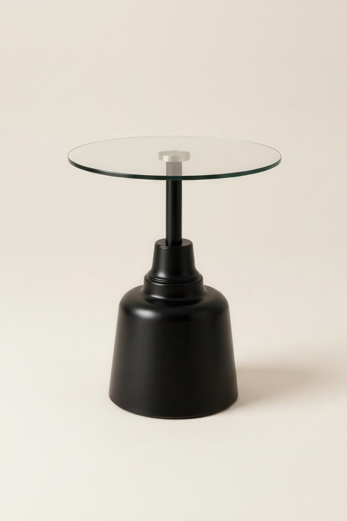 Nova Glass Üstü Şeffaf Cam Gövde Metal 57cm Yan Sehpa