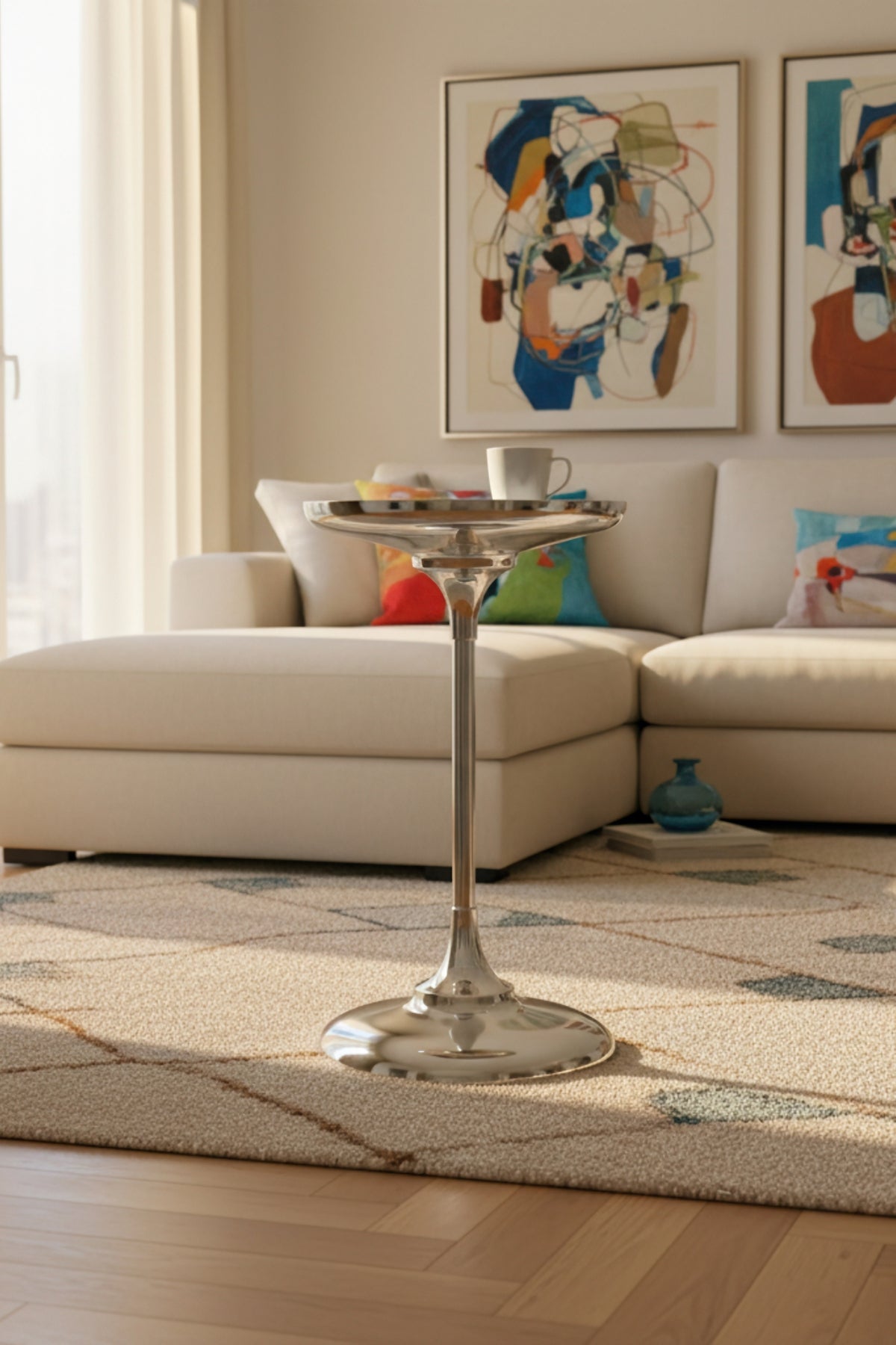 Luxury Krom Kaplama, Aynalı Tekli Dekoratif Sehpa Oturma Odası, Yatak Odası