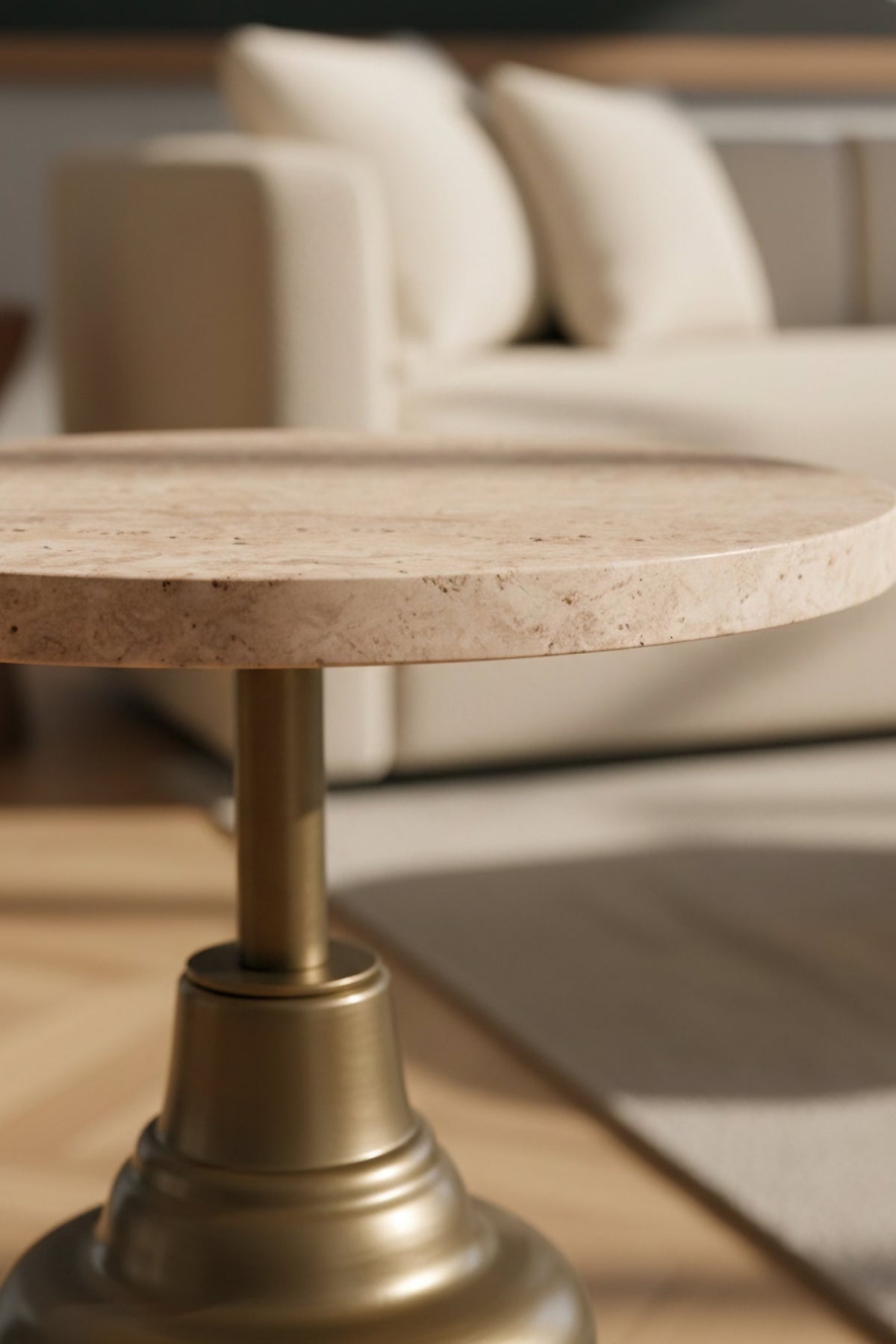Nina Cappuccino 52cm Yan Sehpa 18mm Traverten Mdf