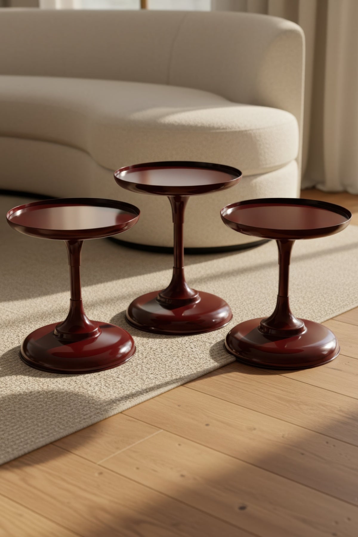 Cherry Lux 3'Lü Takım Oturma Odası Yatak Odası Yan Sehpa 43,48,54cm