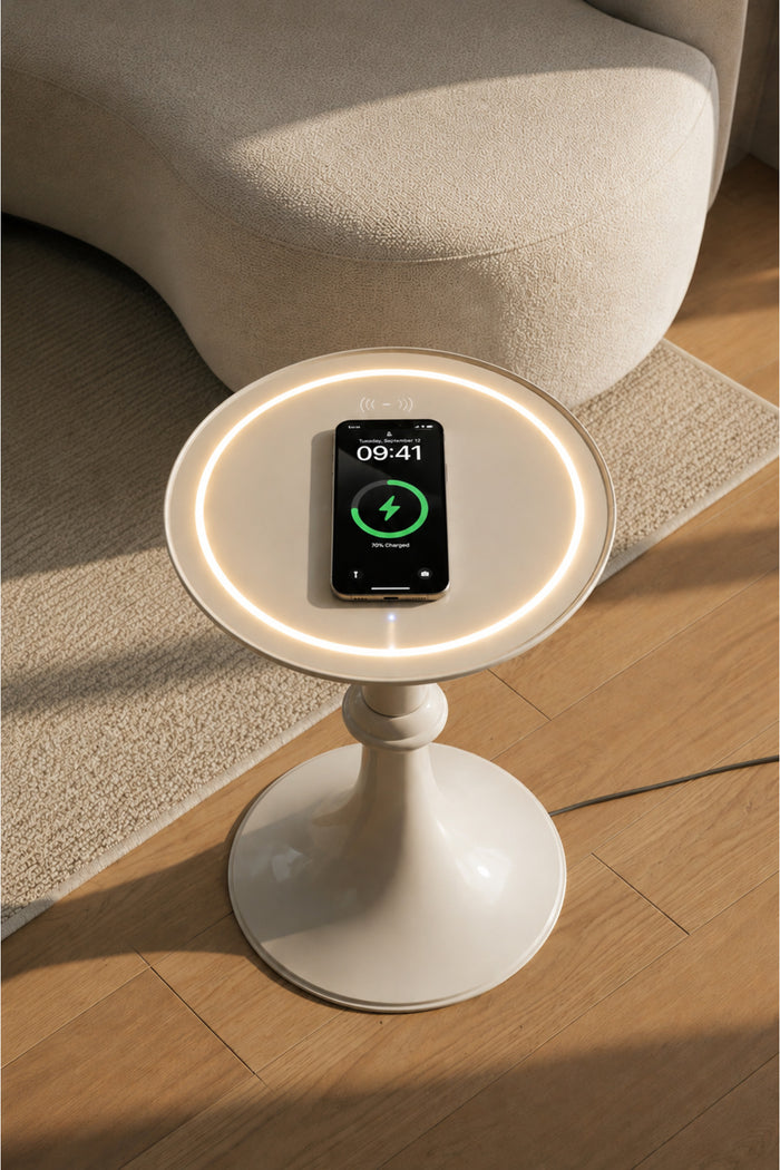 Wildwhite Smart - Oturma Odası, Yatak Odası Led Işıklı Ve Akıllı Şarjlı Yan Sehpa