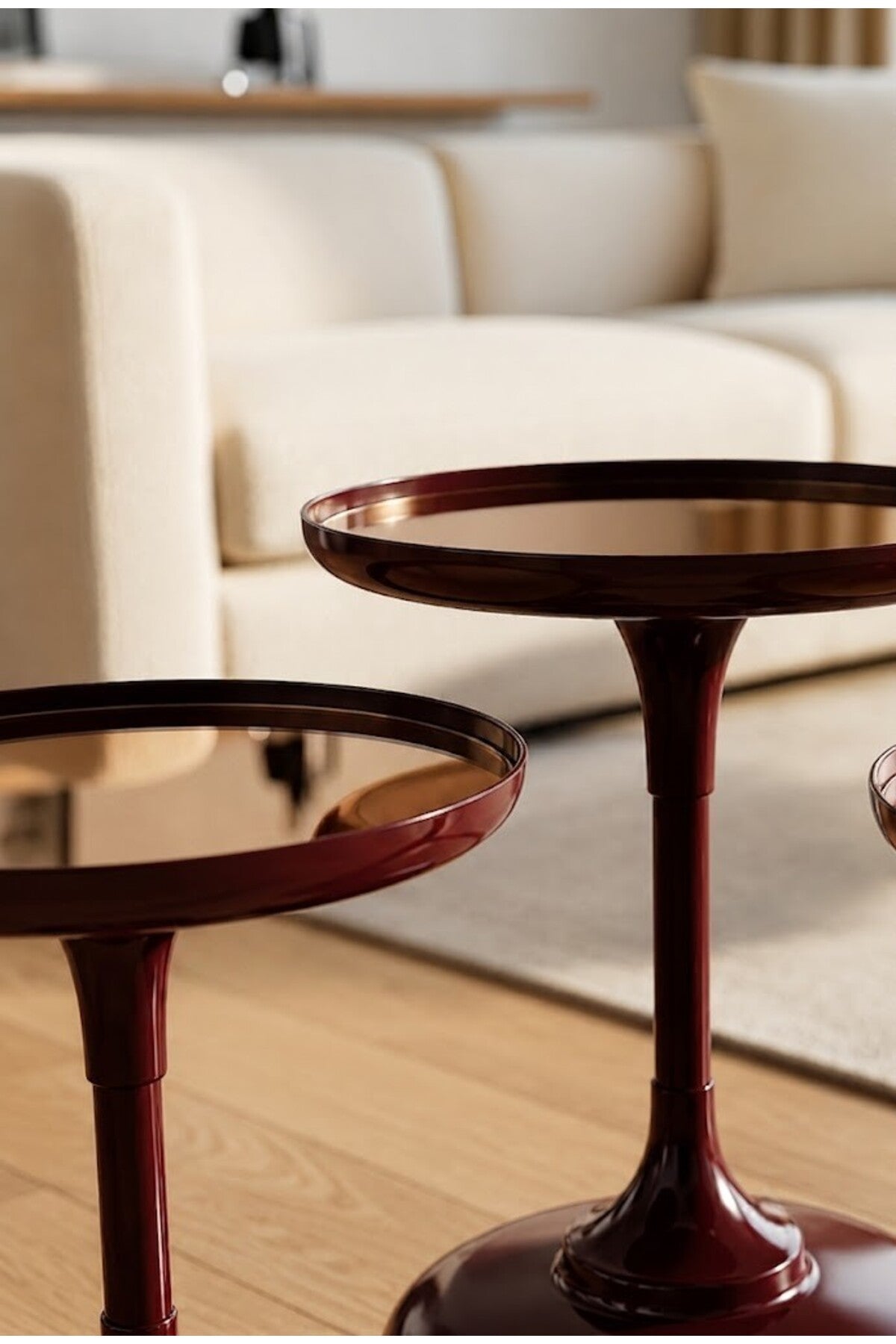 Cherry Lux 3'Lü Takım Oturma Odası Yatak Odası Yan Sehpa 43,48,54cm