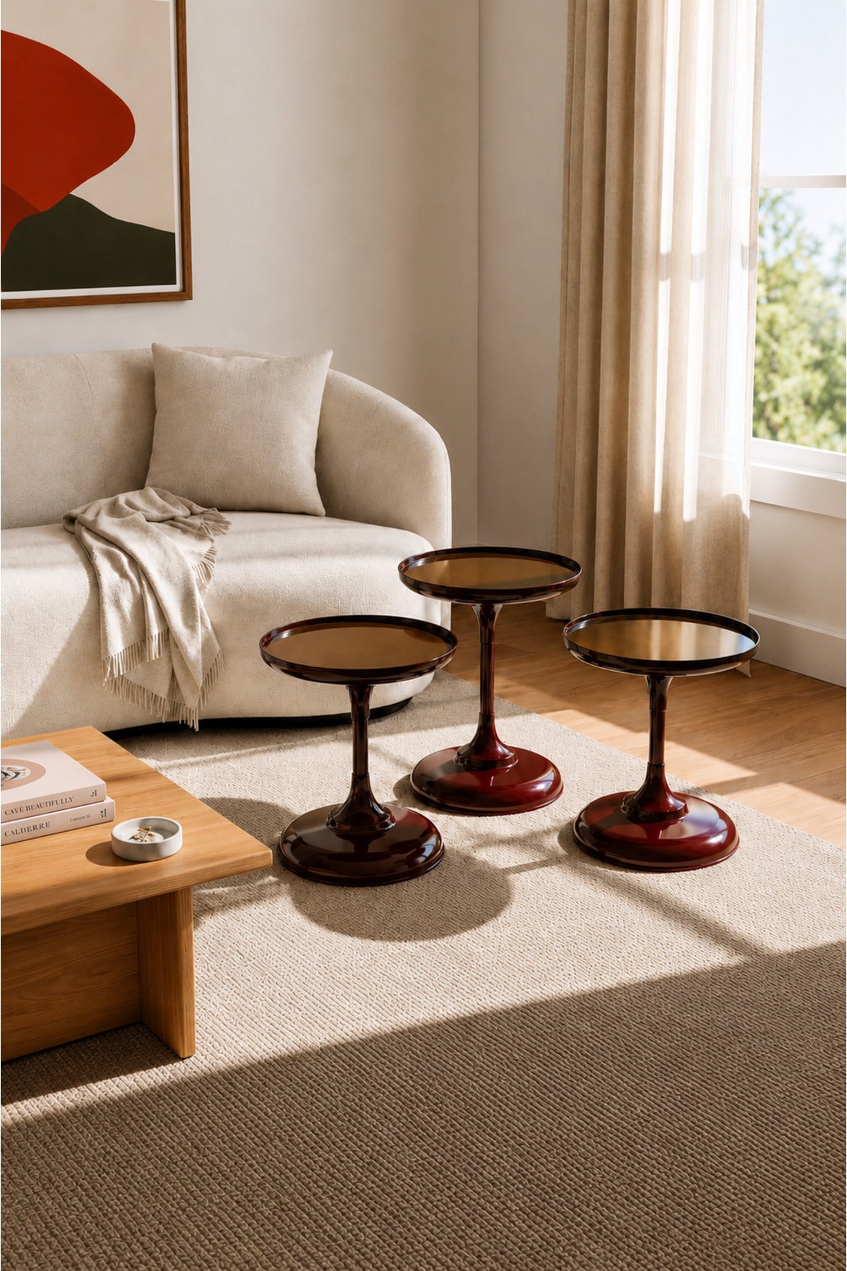 Cherry Lux 3'Lü Takım Oturma Odası Yatak Odası Yan Sehpa 43,48,54cm