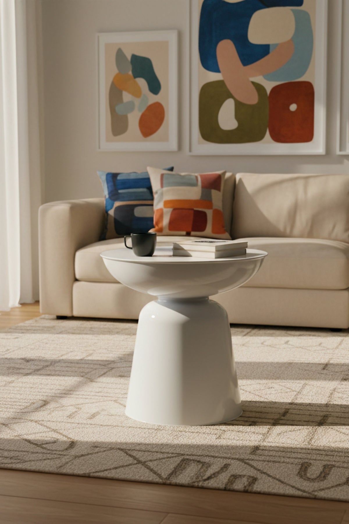 Tondo 44 cm Modern Yan Sehpa Dekoratif Orta Sehpa Oturma Odası
