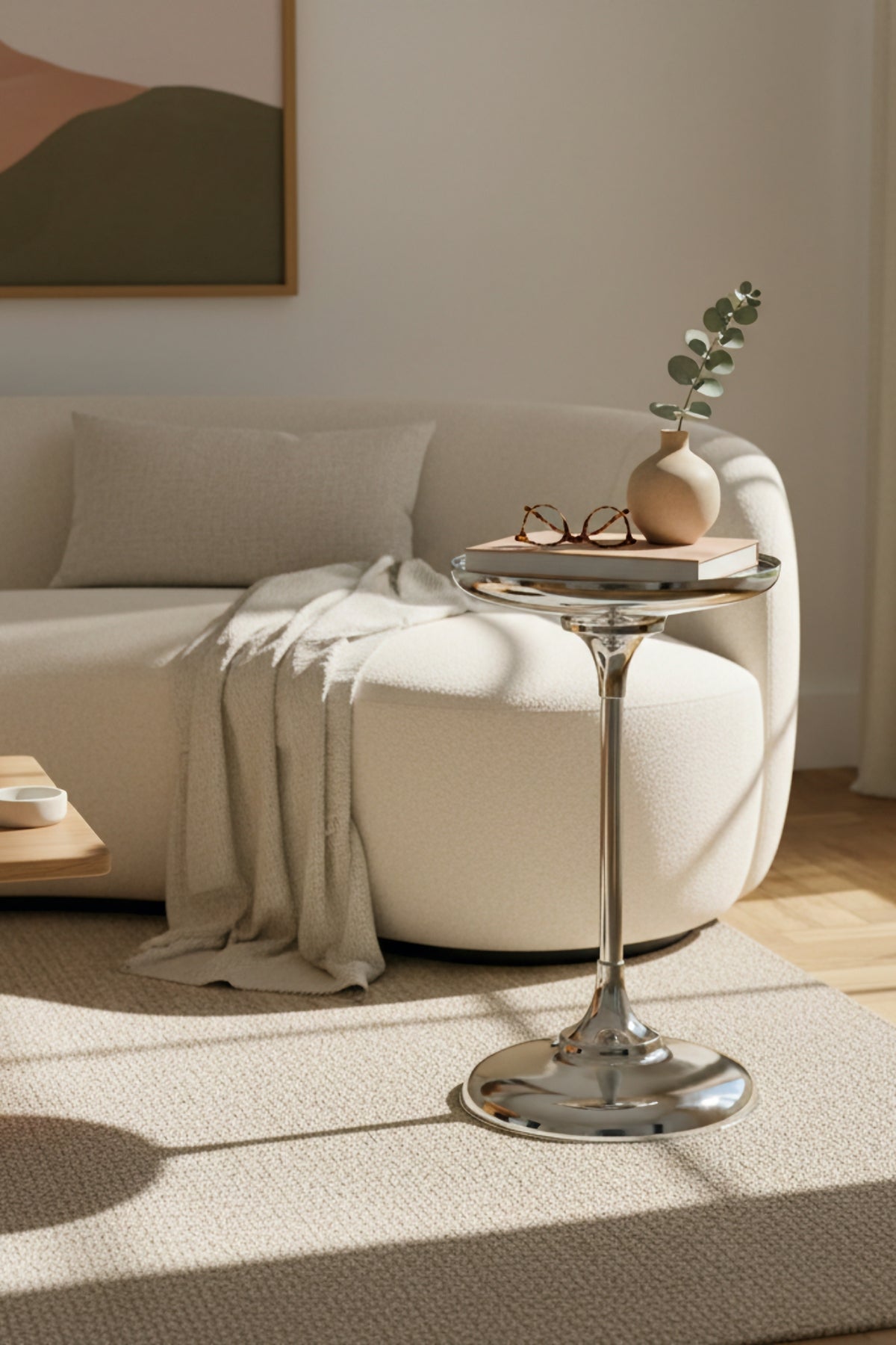 Luxury Krom Kaplama, Aynalı Tekli Dekoratif Sehpa Oturma Odası, Yatak Odası