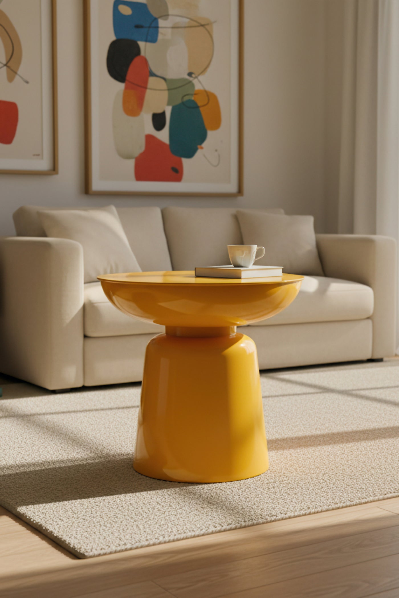 Tondo Sarı 44 cm  – Modern Tasarım Yan Sehpa