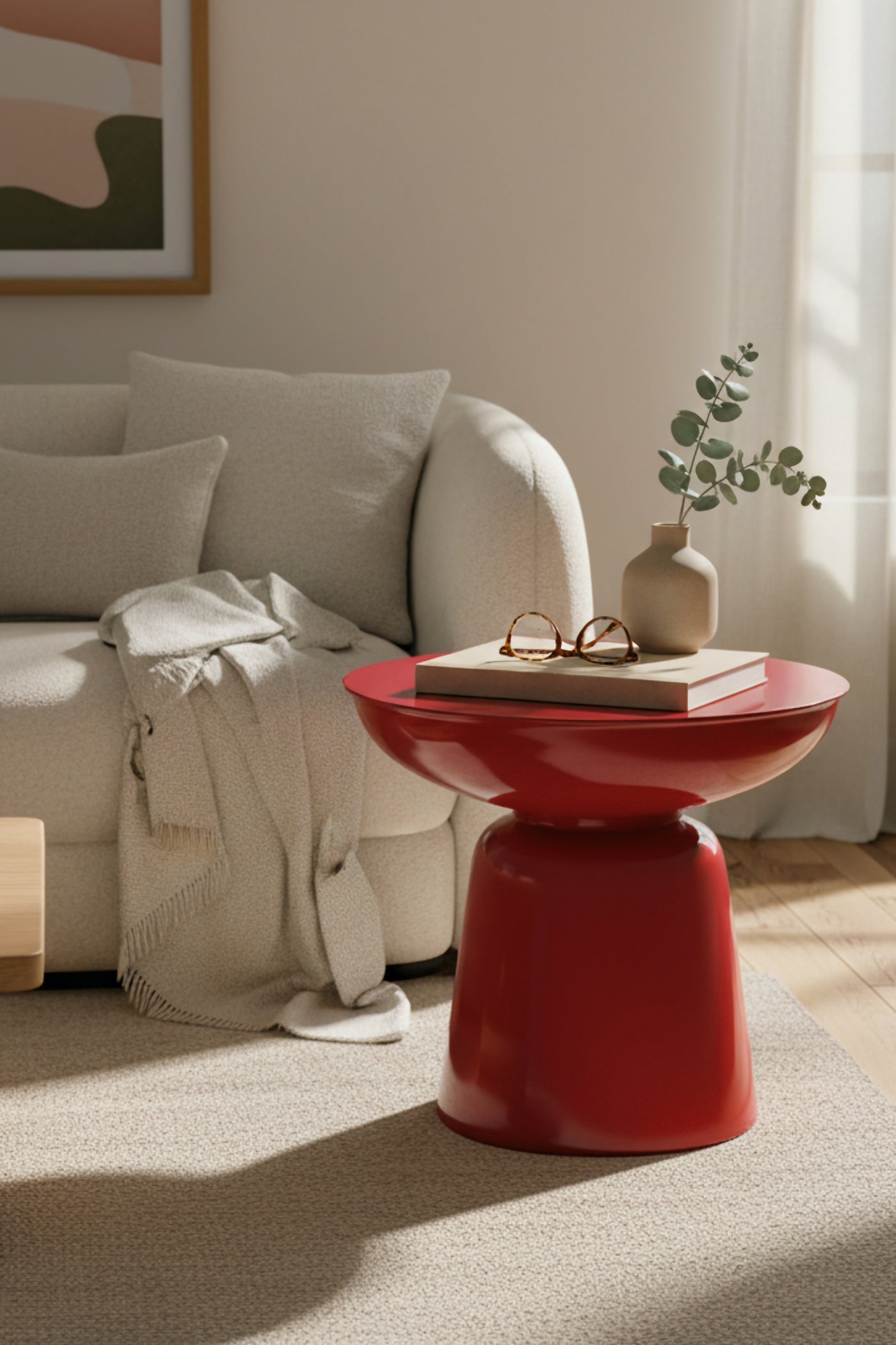 Tondo Kırmızı 44 cm  – Modern Tasarım Yan Sehpa