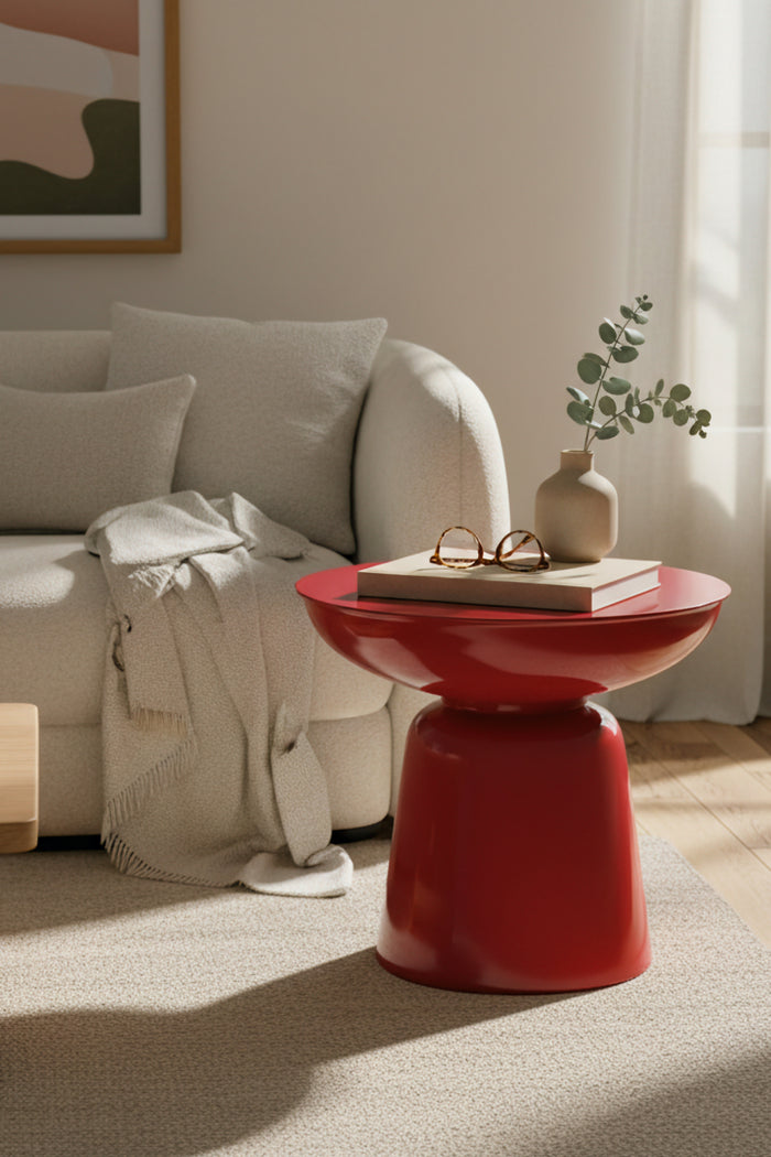 Tondo Kırmızı 44 cm  – Modern Tasarım Yan Sehpa