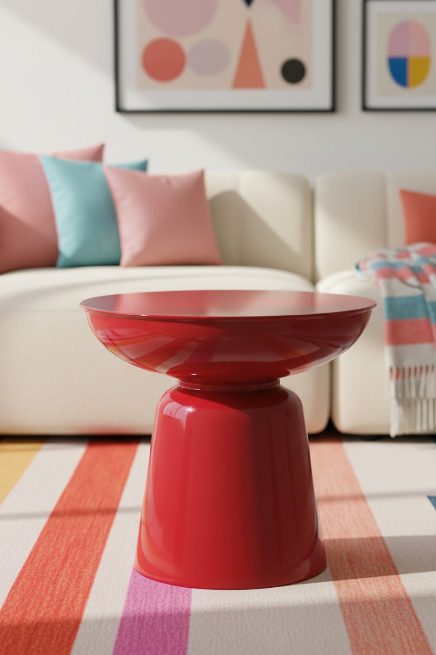 Tondo Kırmızı 44 cm  – Modern Tasarım Yan Sehpa