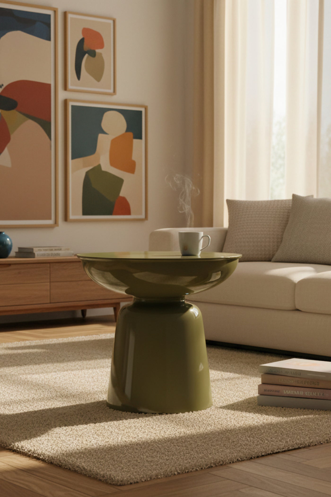 Tondo Haki 44 cm  – Modern Tasarım Yan Sehpa